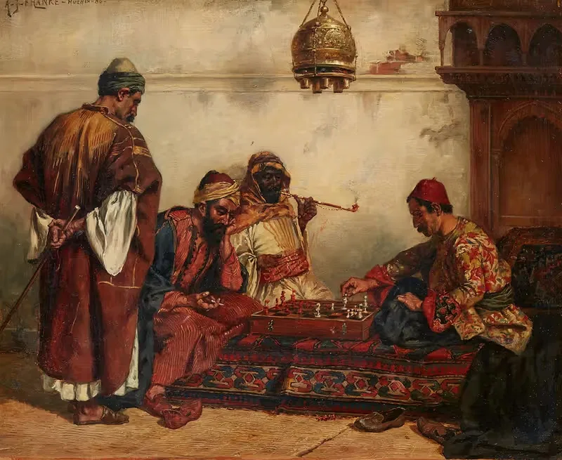 Восточные люди за шахматной игрой by Альберт Иосиф Франке — digital art print download
