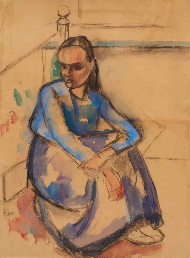 Сидящее Mädchen (Ханна Николассен) by Анита Рее, 1918 — digital art print download