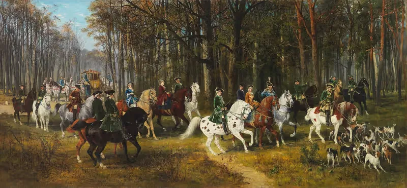 Большая придворная охота by Ян Ван Хелминьский, 1877 — digital art print download