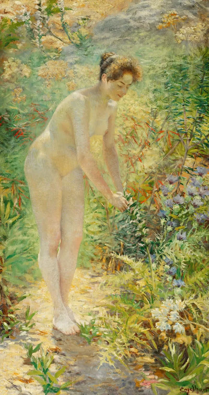 Ню на улице by Йозеф Энгельхарт, 1900 — digital art print download