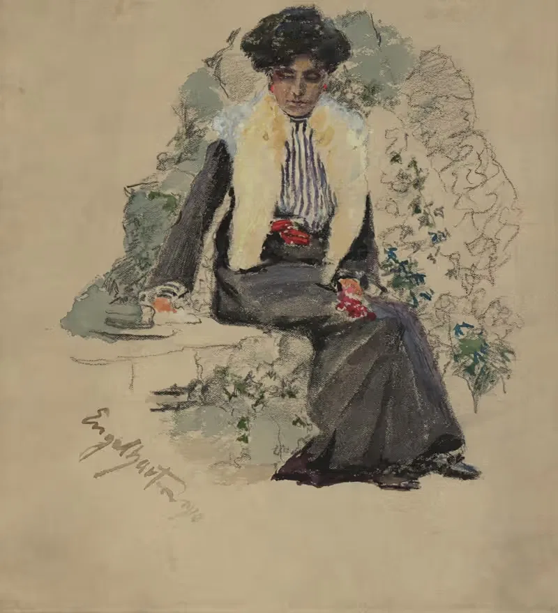 Сидящая женщина by Йозеф Энгельхарт, 1910 — digital art print download