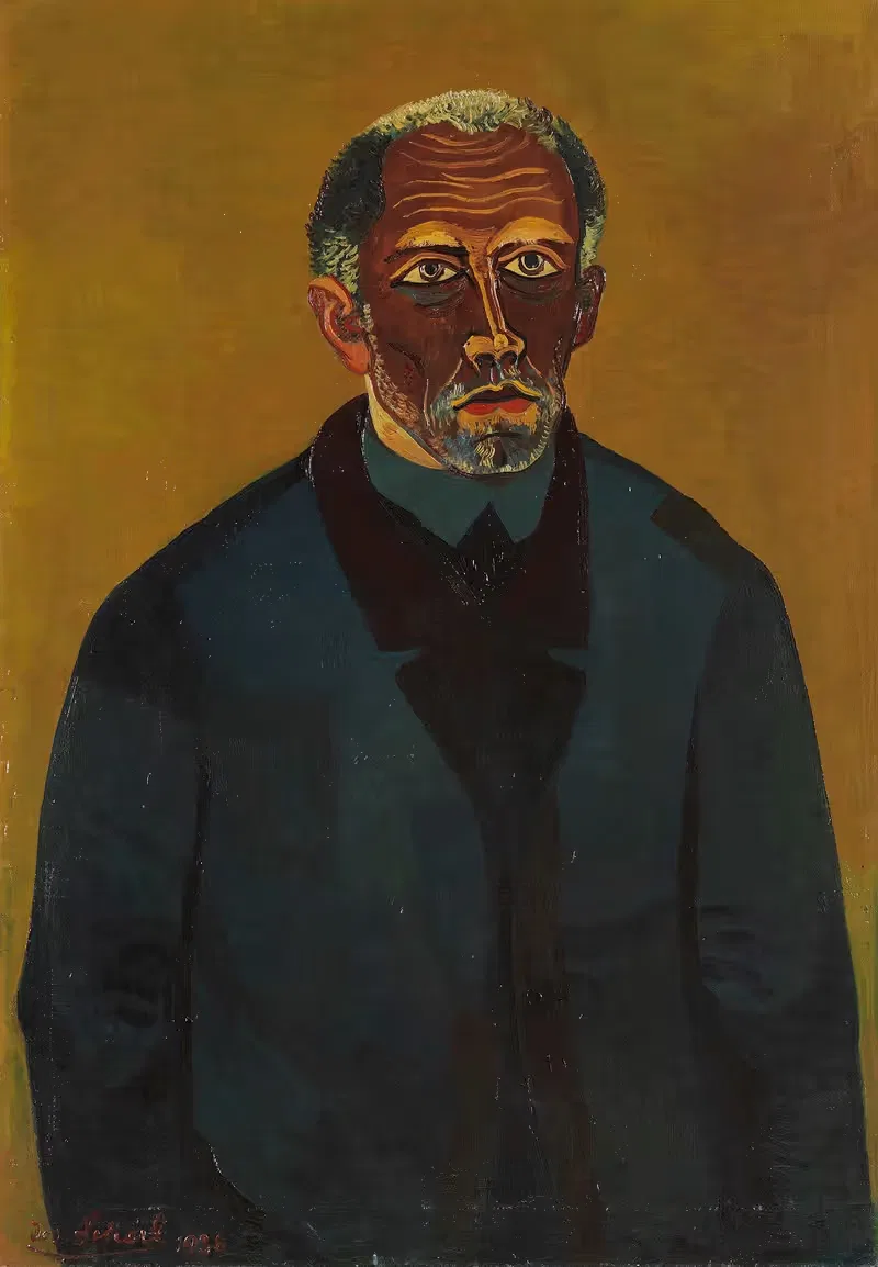 Arbeitsloser in blauer Jacke (Arbeiterbildnis) — Josef Scharl