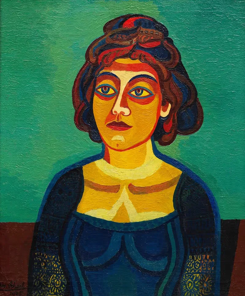 Девушка в синем кружевном платье by Йозеф Шарль, 1945 — digital art print download