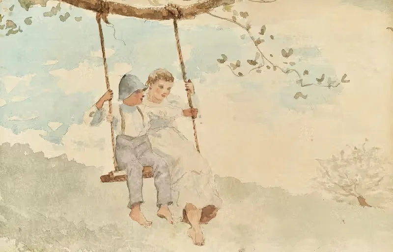 Boy and Girl on a Swing — Winslow Homer