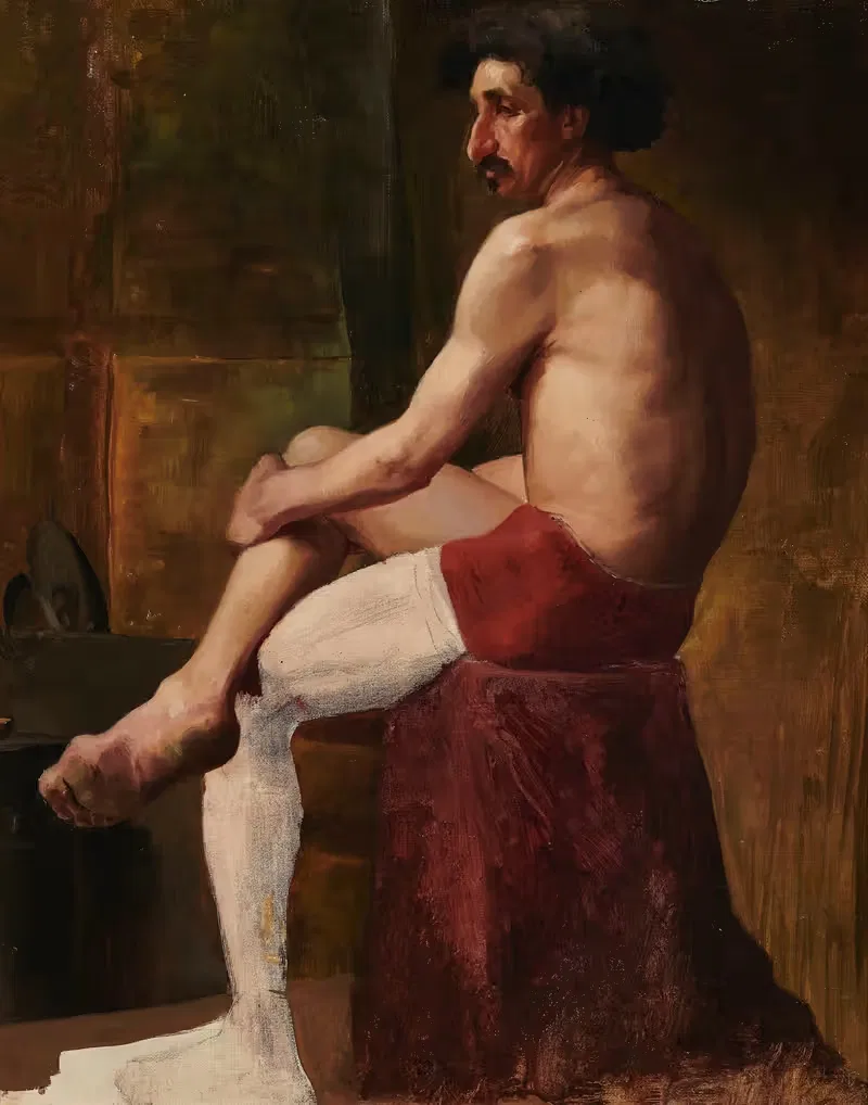 Этюд сидящего мужчины by Анна Билинская-Богданович, 1885 — digital art print download