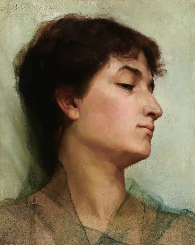 Эскиз головы женщины by Анна Билинская-Богданович, 1884 — digital art print download