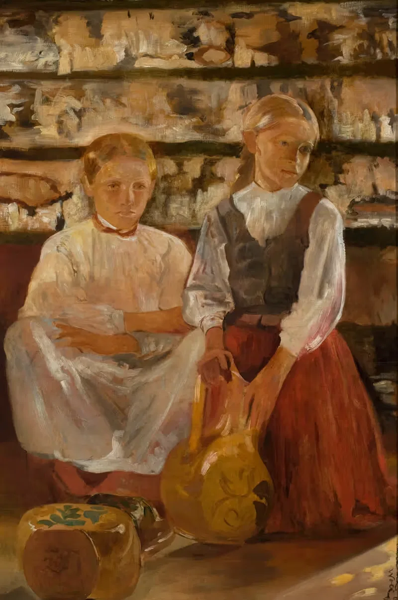 Две девушки с кувшином by Яцек Мальчевский, 1885 — digital art print download