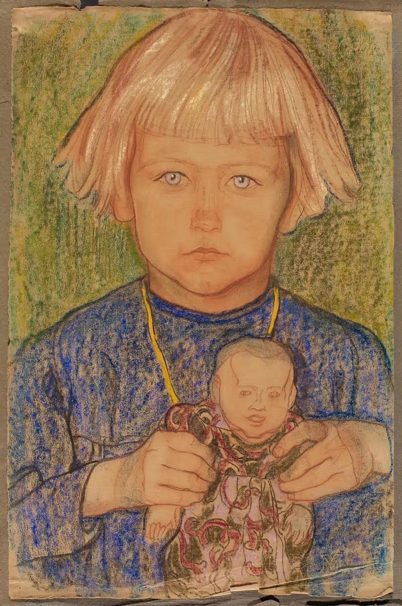 Little girl with a doll — Jan Rembowski