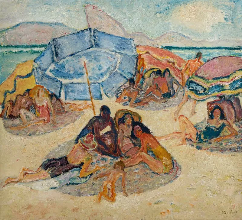 Der Blaue Schirm vor dem Zuckerhut — Leo Putz