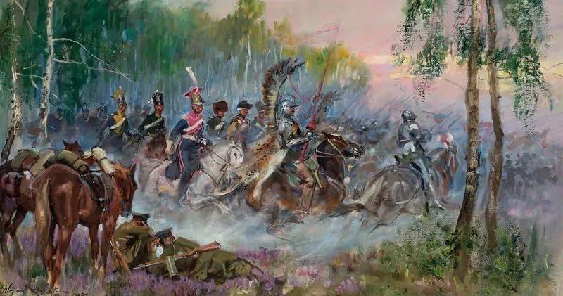 Soldiers’ vision – charge in the forest — Wojciech Kossak