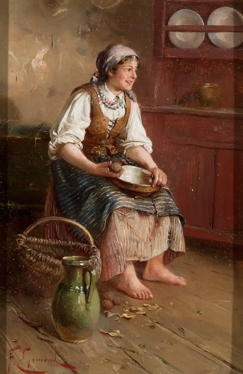 Девочка, чистящая картошку by Францишек Эйзмонд, 1886 - 1893 — digital art print download