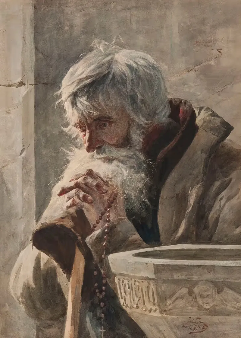 Старик в нартексе by Юлиан Фалат, 1881 — digital art print download