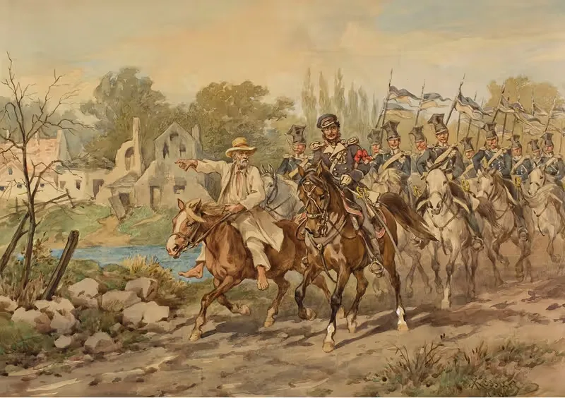 Poznan Uhlans in 1831 with a guide — Juliusz Kossak