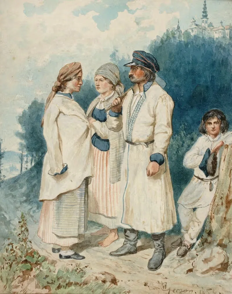 Крестьяне из района Сандомира by Войцех Герсон, 1852 — digital art print download
