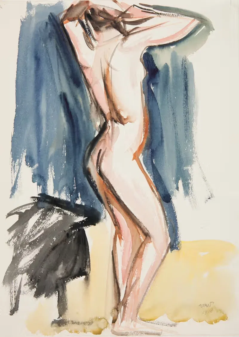 Nude in the artist’s study by Wojciech Weiss, 1918 — digital art print download