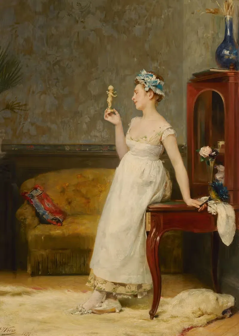 Dame in interieur by Adolphe Weisz, 1873 — digital art print download