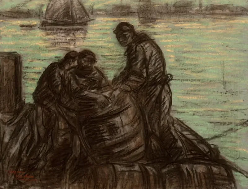 Het lossen van de vaten op een boot — Eugeen Van Mieghem