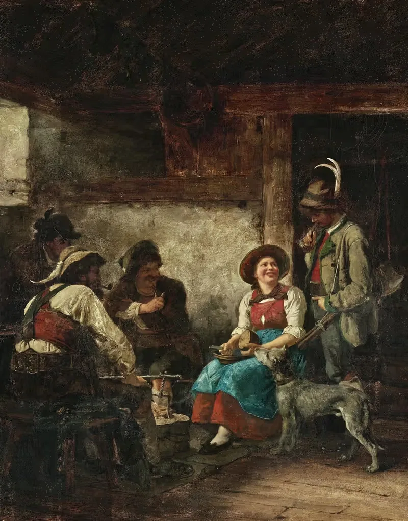 Woodcutters in an Alpine Hut — Franz von Defregger