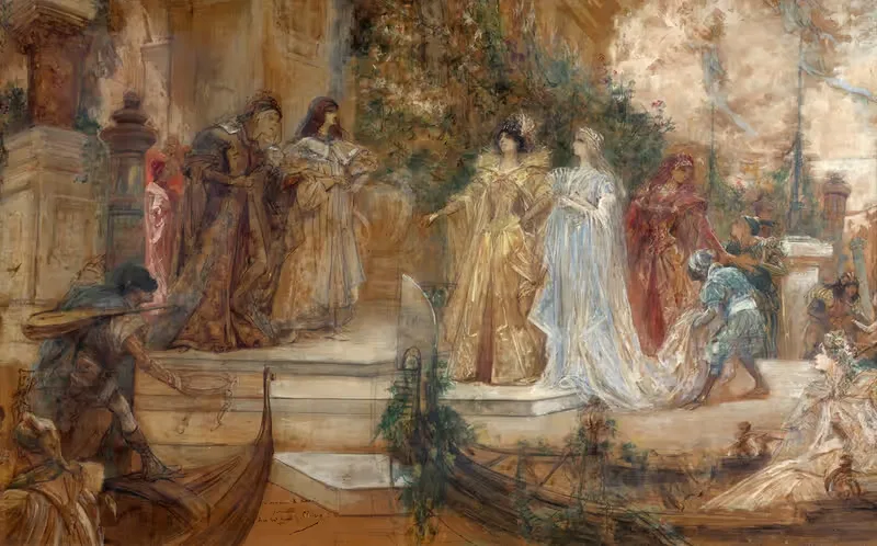 Sarah Bernhardt dans 'Le Marchand de Venise' — Georges Jules Victor Clairin