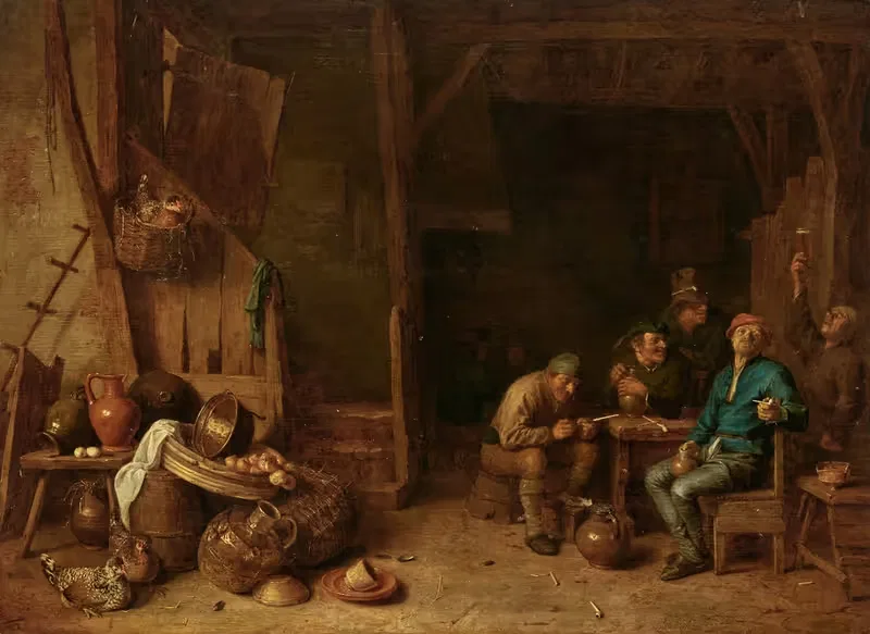 Мужчины, пьющие и курящие в сарае by Хендрик Мартенсз. Сорж — digital art print download
