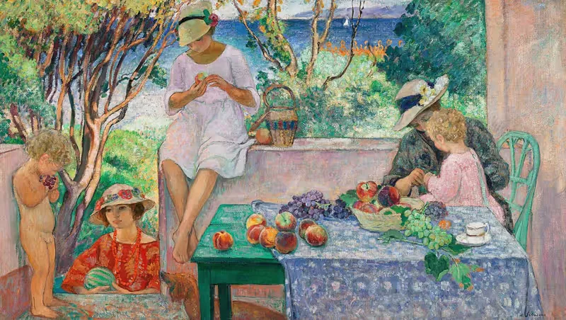 Полдник на террасе в Сент-Максиме by Анри Лебаск, 1914 — digital art print download