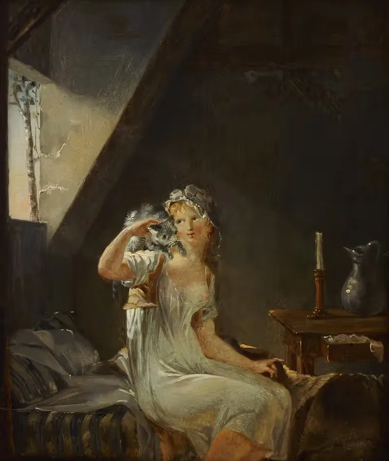 Jong meisje bij het opstaan — Niklas Lafrensen The Younger