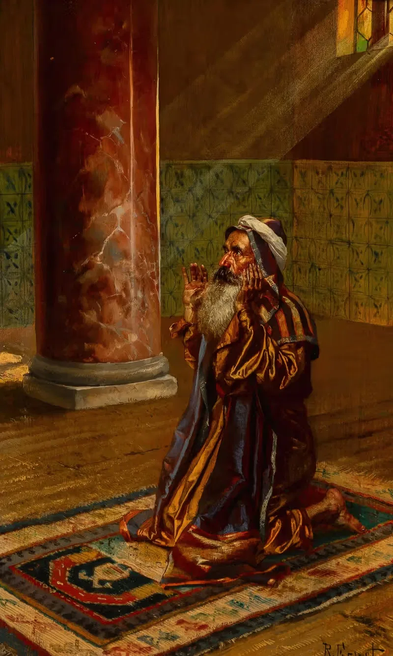 Prayer in the mosque by Rudolf Ernst — digital art print download