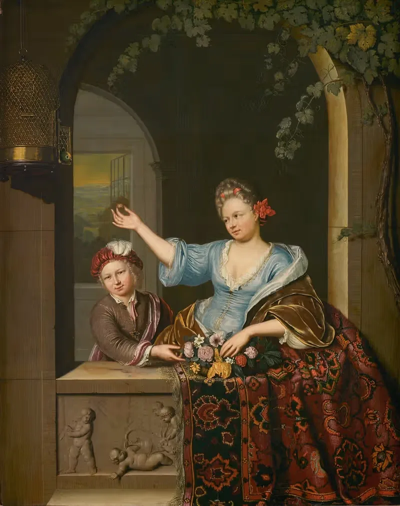 Vrouw in balkon by Willem Van Mieris — digital art print download