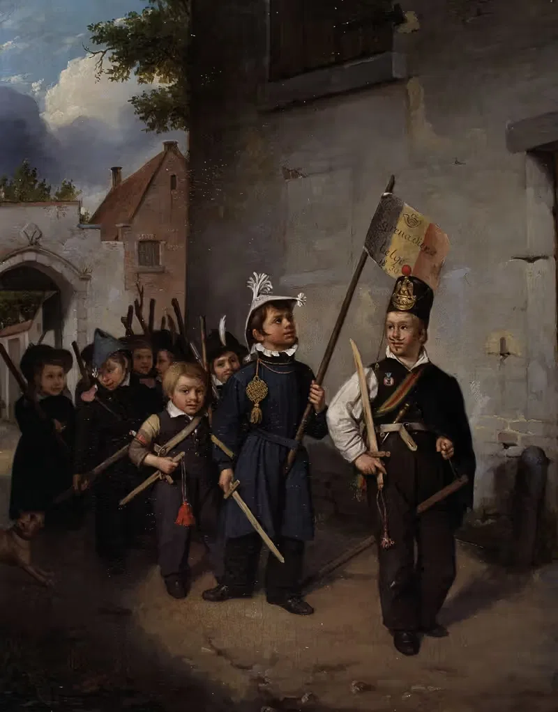 Дети, играющие в солдат by Анри Дилленс, 1830 — digital art print download