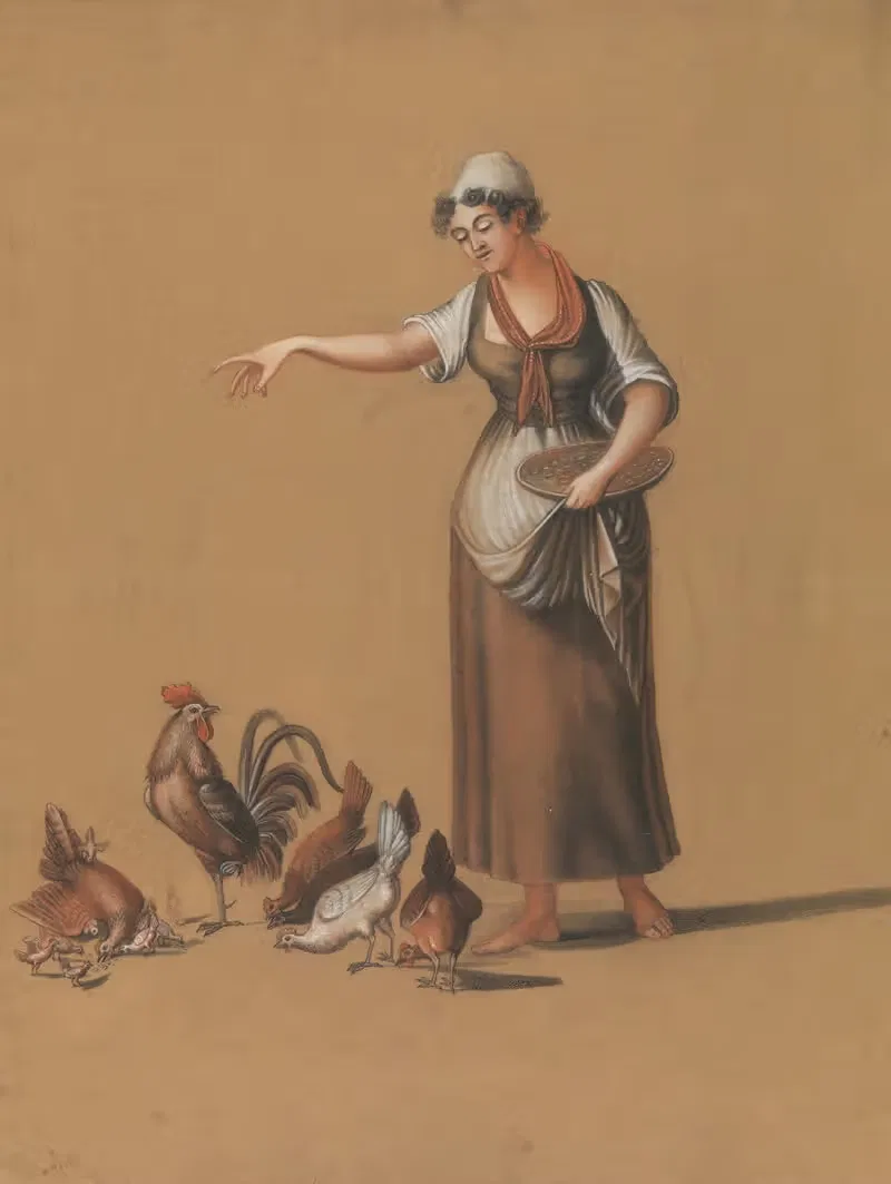 Женщина, кормящая кур by Поль Вуитюрон, 1815 — digital art print download