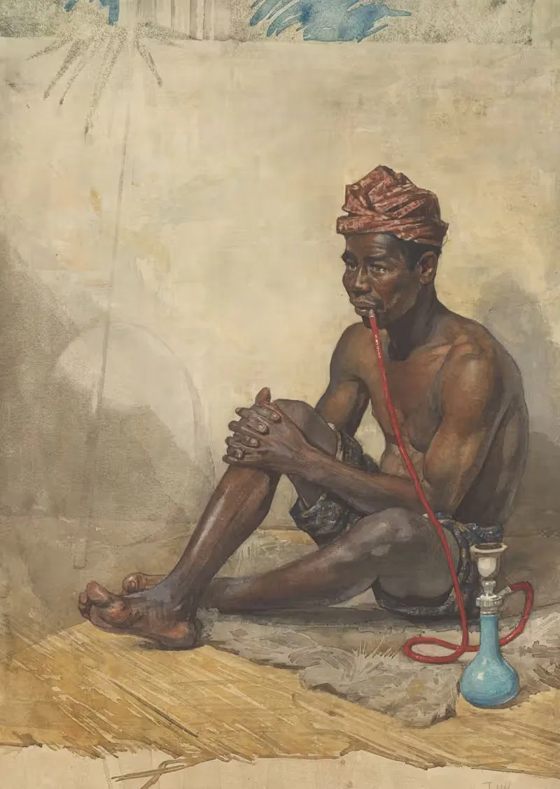 Zittende Indiër met waterpijp — Willem Witsen