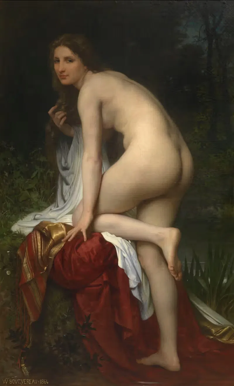 Купающаяся женщина by Уильям Бугеро, 1864 — digital art print download