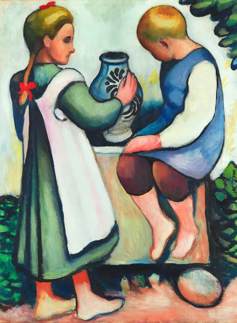 Дети у фонтана II by Август Макке, 1910 — digital art print download