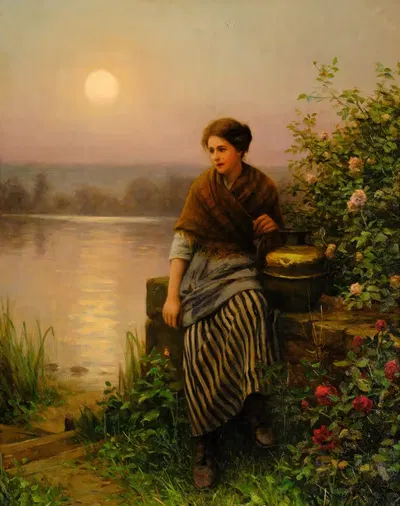 Сбор роз на закате by Дэниел Риджвей Найт, 1893 — digital art print download