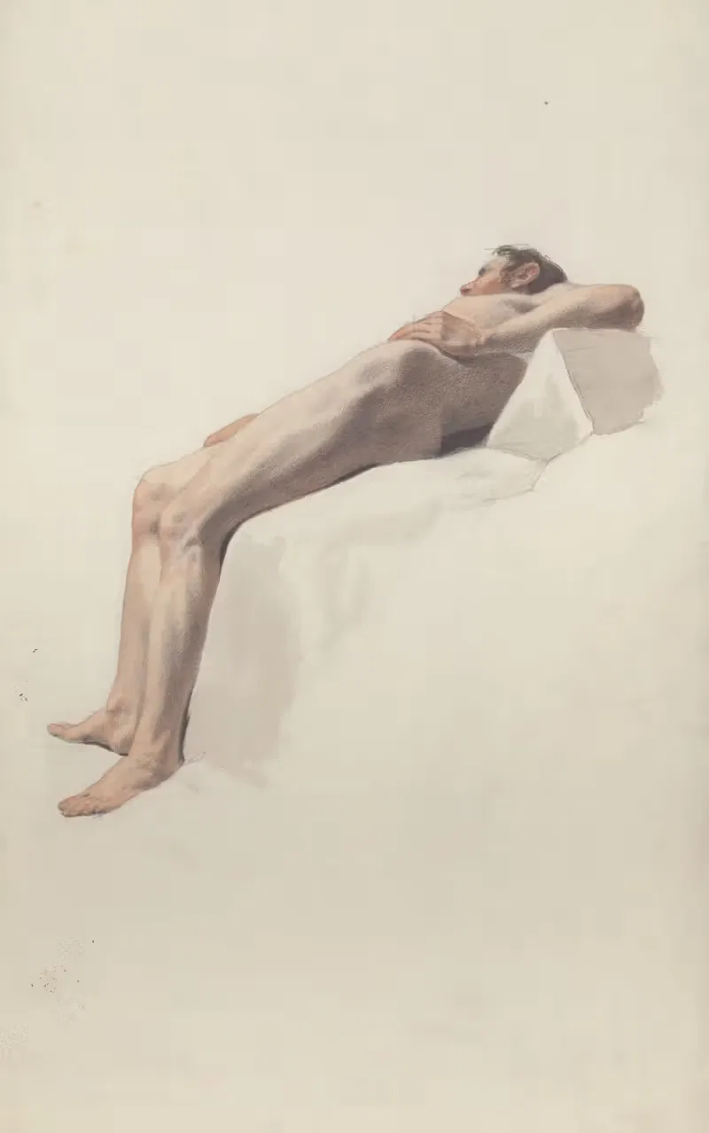 Reclining male nude. — Félix de Vigne