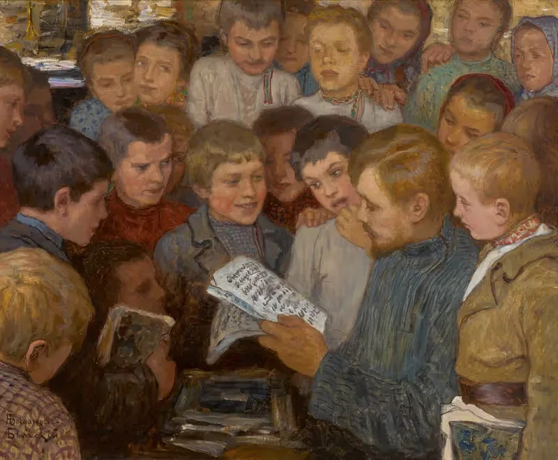Village School by Nikolai Bogdanov-Belsky — digital art print download