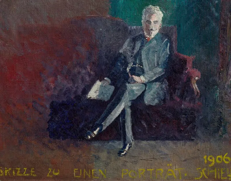 Леопольд Цихачек, сидя на красном диване by Эгон Шиле, 1906 — digital art print download