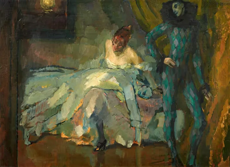 Сцена из театра с Пьеро by Фердинанд Дорш, 1920 — digital art print download