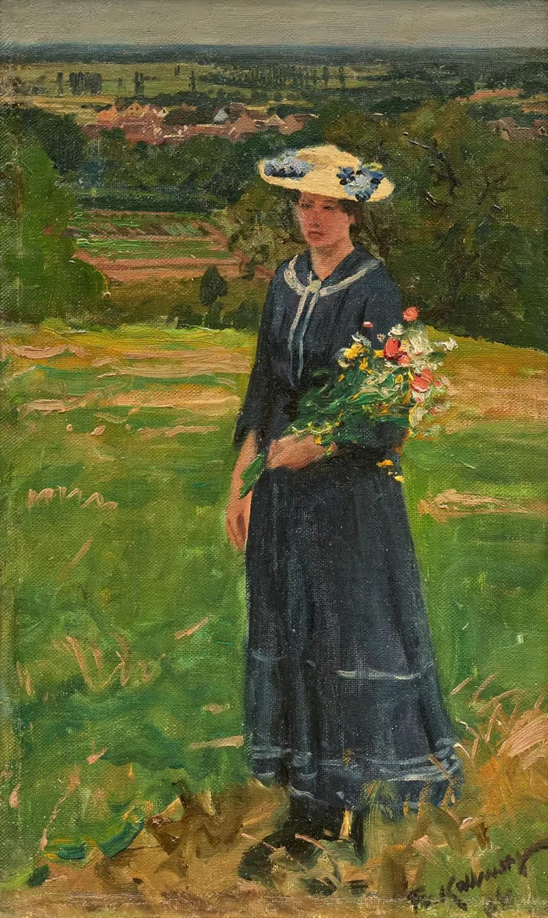 Хелен с букетом цветов by Фридрих Кальморген, 1900 — digital art print download