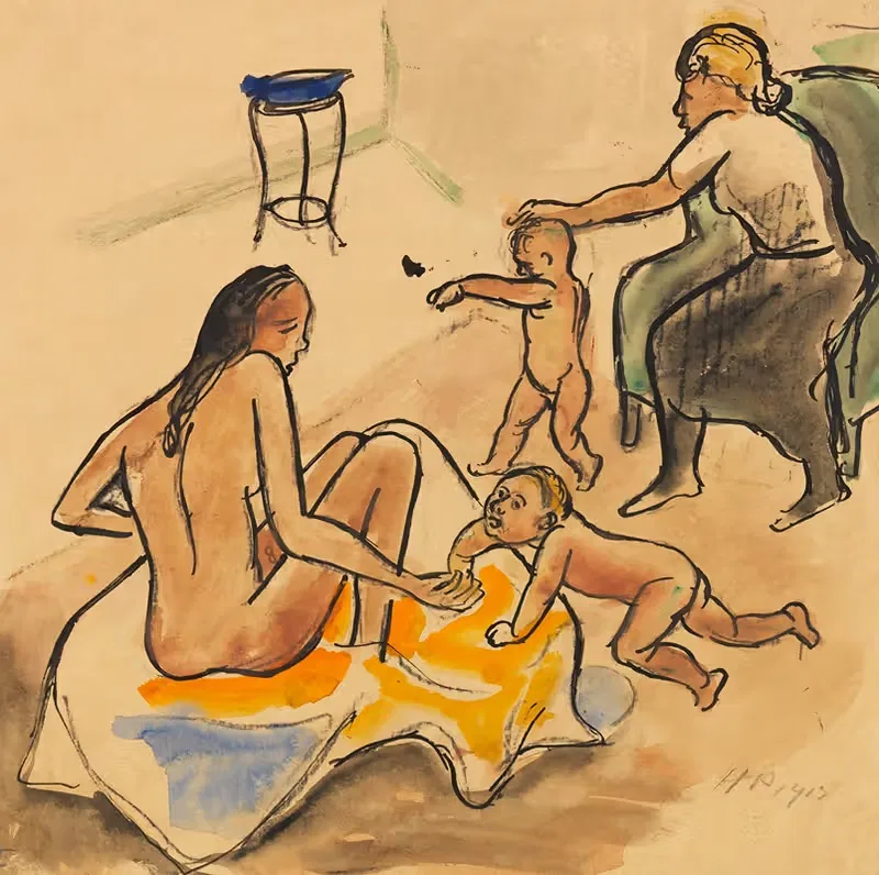 Этюд движения (братья и сестры) by Герман Макс Пехштайн, 1913 — digital art print download