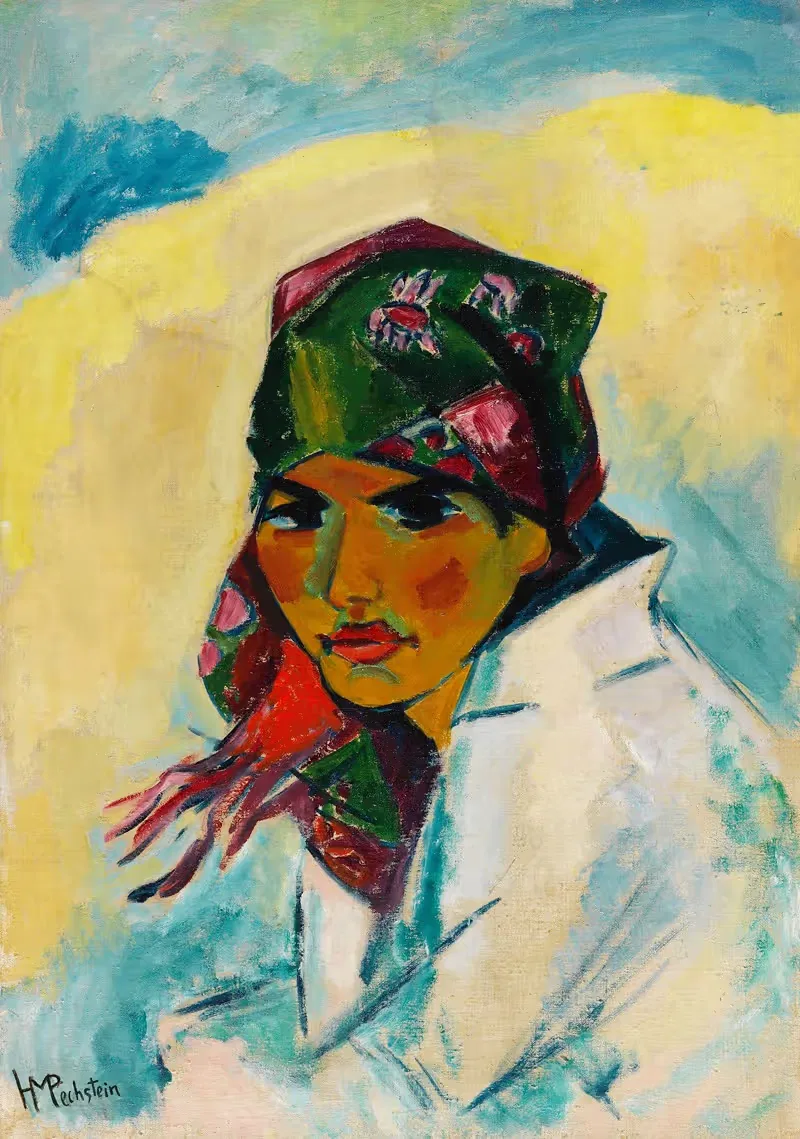 Lotte with Headscarf by Hermann Max Pechstein, 1919 — digital art print download