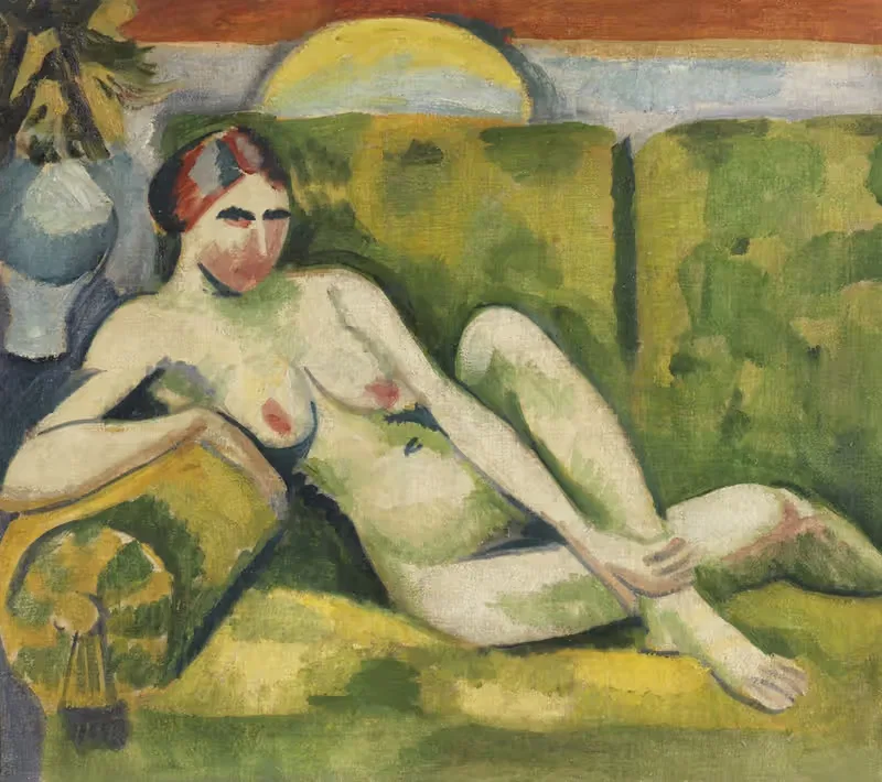 Reclining nude by Hermann Max Pechstein, 1913 — digital art print download