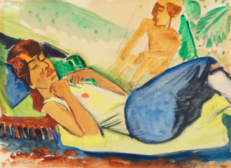 Отдыхающая девушка by Герман Макс Пехштайн, 1921 — digital art print download