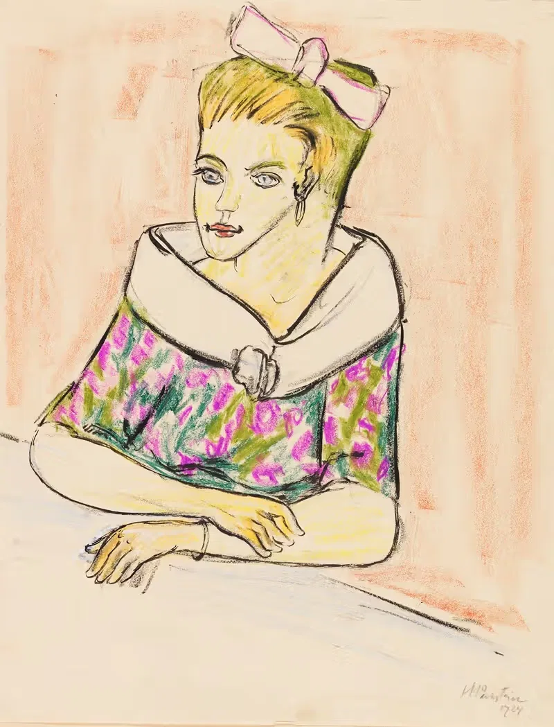 Young woman with hair bow — Hermann Max Pechstein