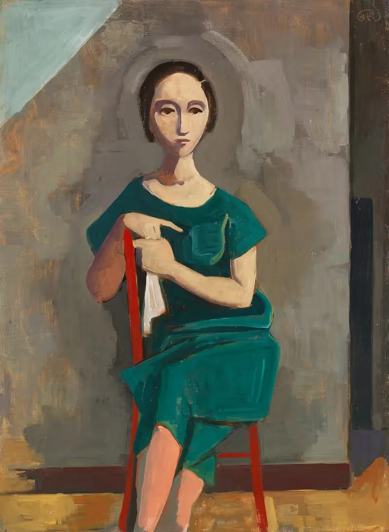 In the green dress — Karl Hofer