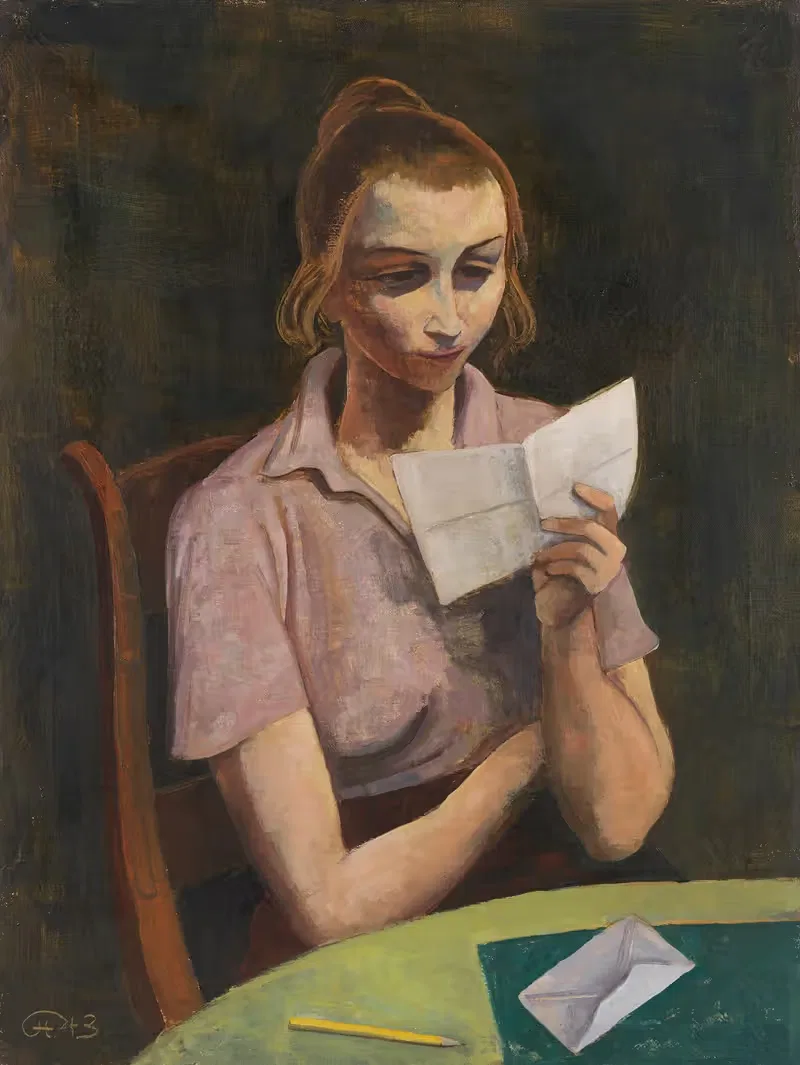 Женщина, читающая by Карл Хофер, 1943 — digital art print download