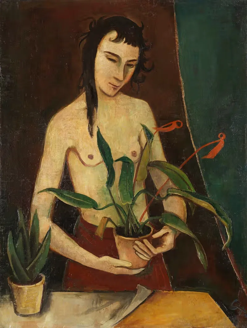 Женщина с растениями by Карл Хофер, 1922 — digital art print download