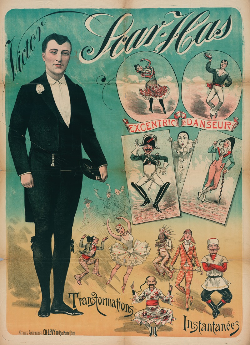 Victor Scav-Has Excentric Danseur Transformations Instantanées by Imp. Charles Lévy, 1888 — digital art print download