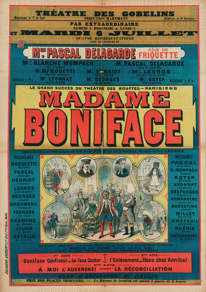 Madame Boniface by Imp. Delanchy & Cie, 1886 — digital art print download