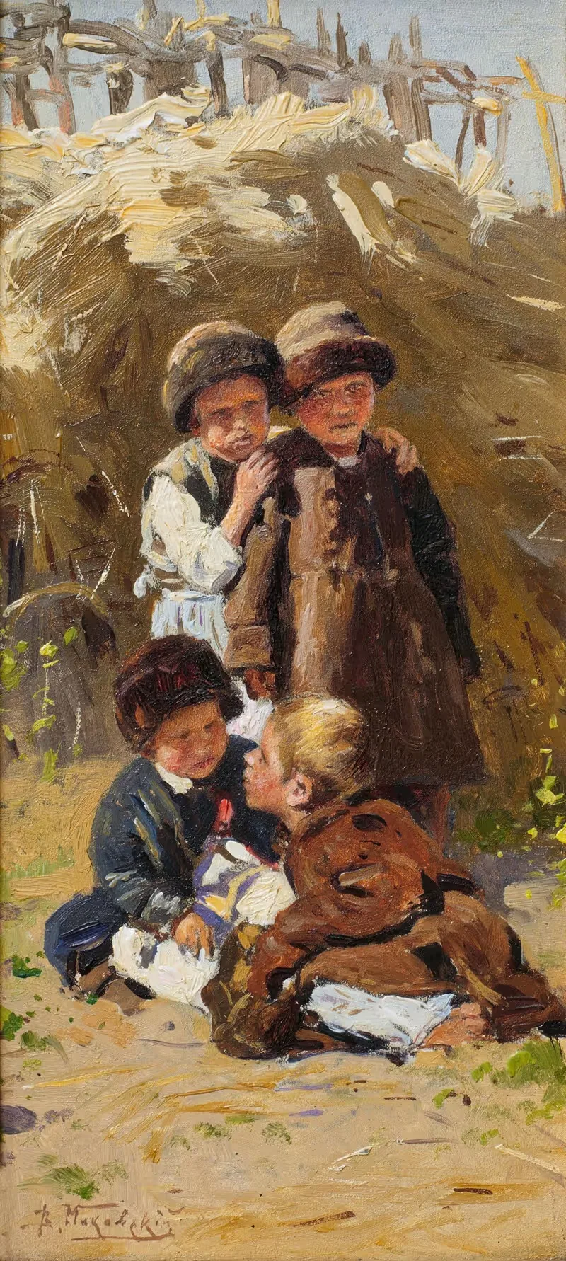 Четыре ребенка в пейзаже by Владимир Маковский — digital art print download